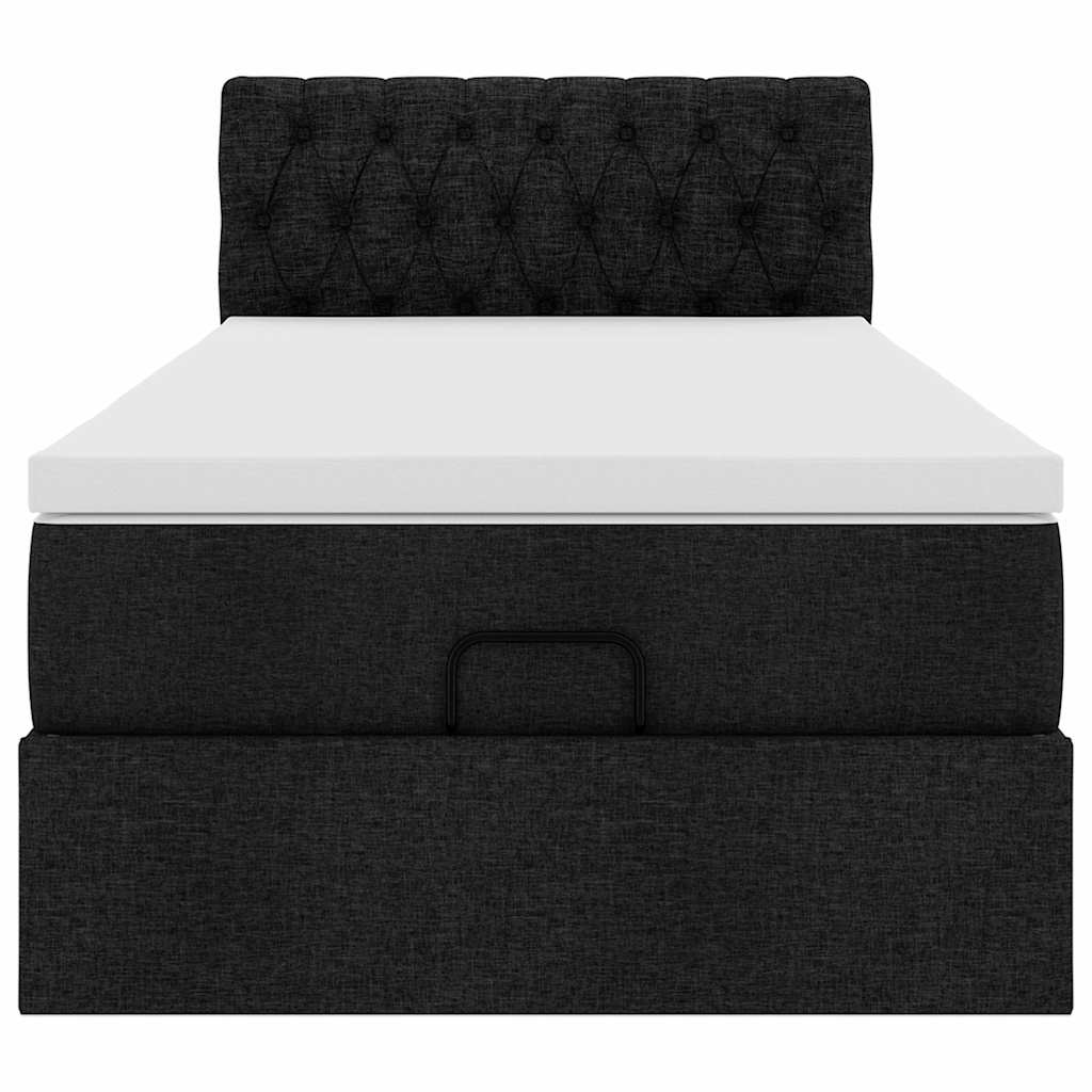ottoman seng med madras 90x200 cm stof sort