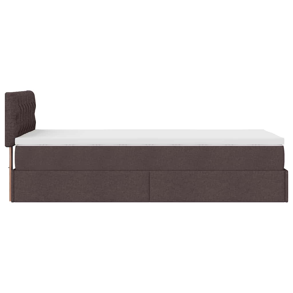 ottoman seng med madras 90x200 cm stof mørkebrun