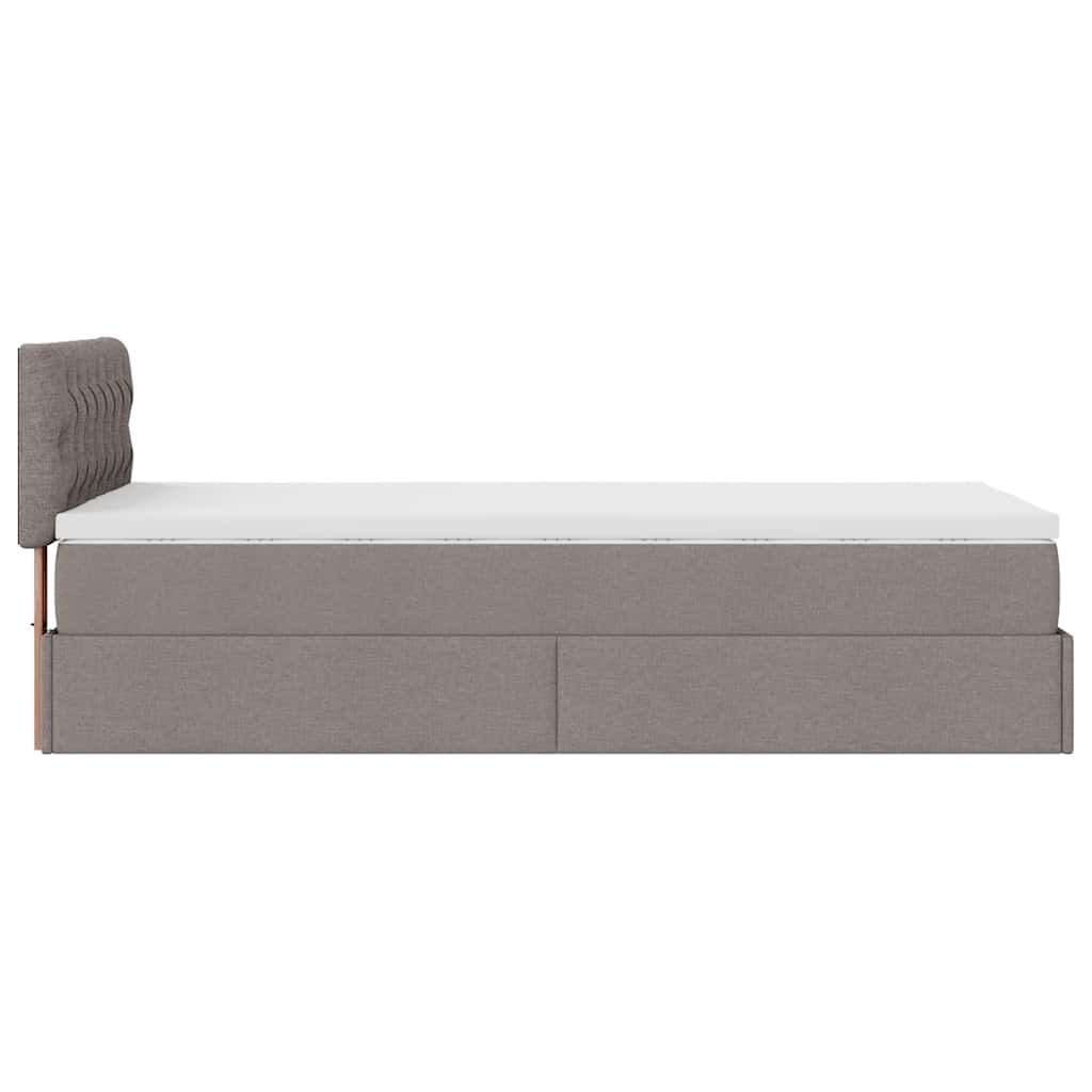 ottoman seng med madras mørkegrå 90x200 cm gråbrun