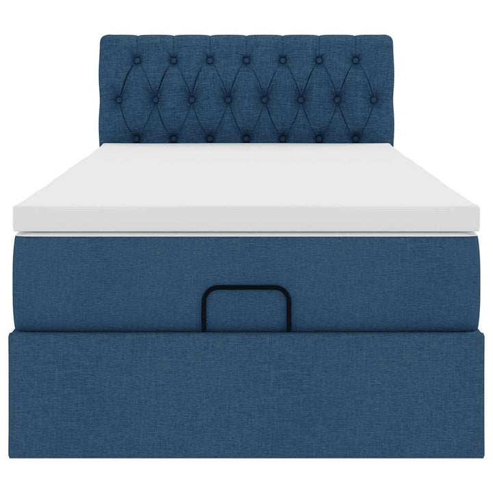 ottoman seng med madras 90x200 cm stof blå