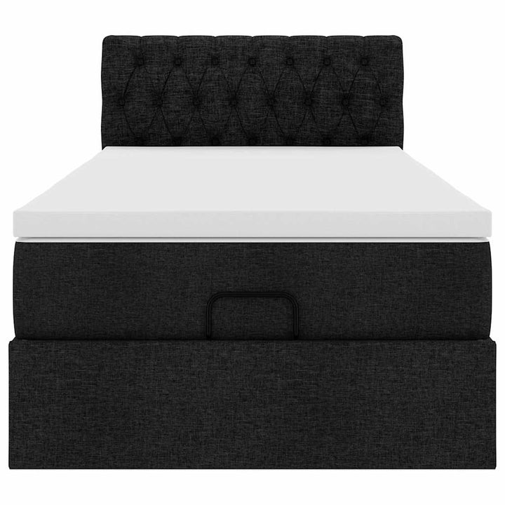 ottoman seng med madras 100x200 cm stof sort