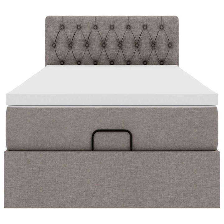 ottoman seng med madras 100x200 cm stof gråbrun