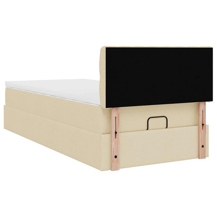 ottoman seng med madras 100x200 cm stof cremefarvet