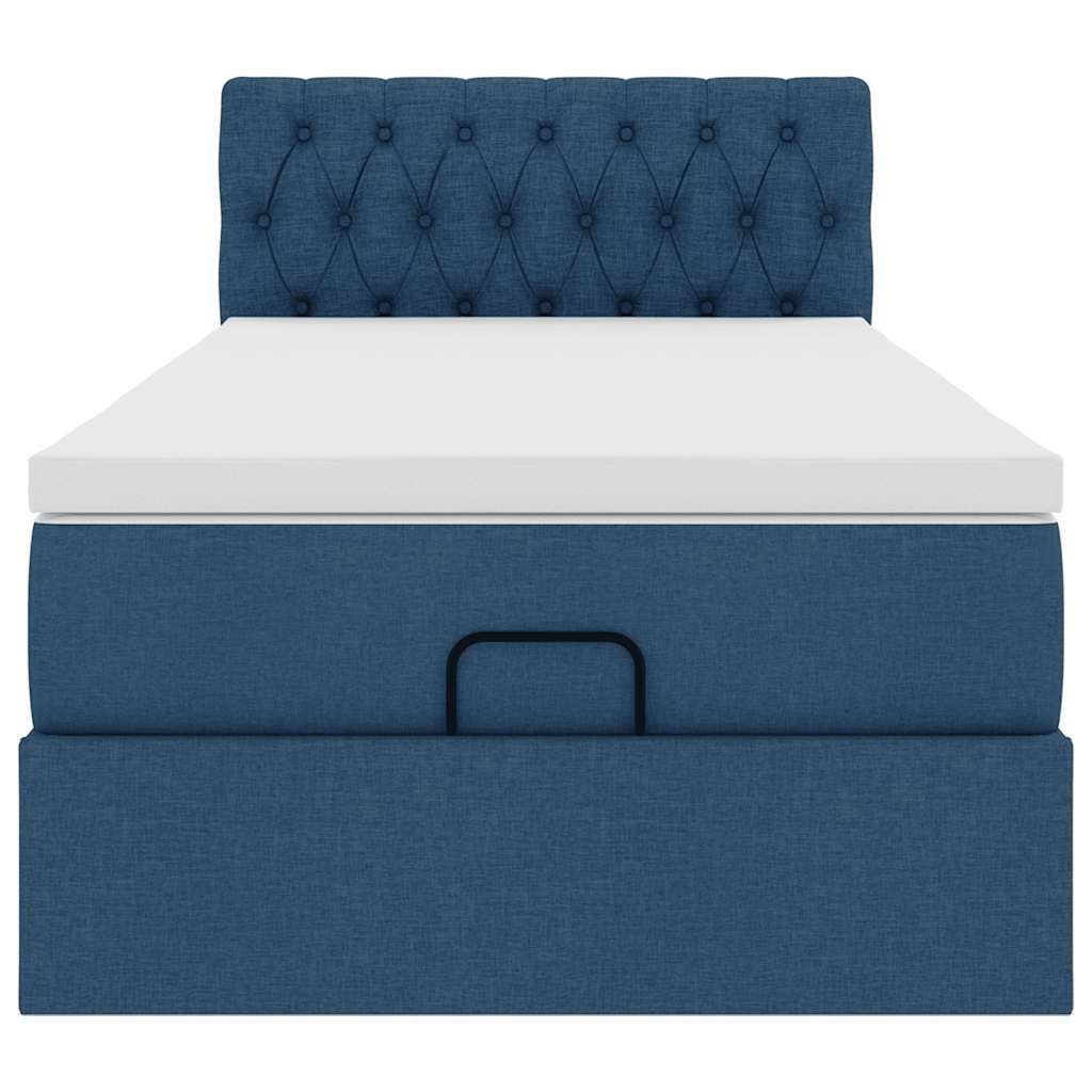 ottoman seng med madras 100x200 cm stof blå