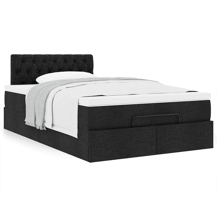 ottoman seng med madras 120x190 cm stof sort