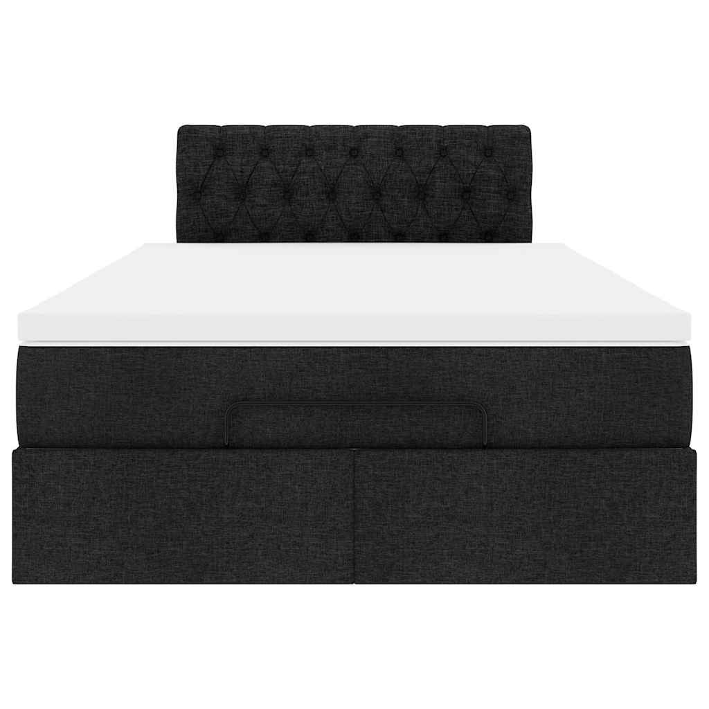ottoman seng med madras 120x190 cm stof sort