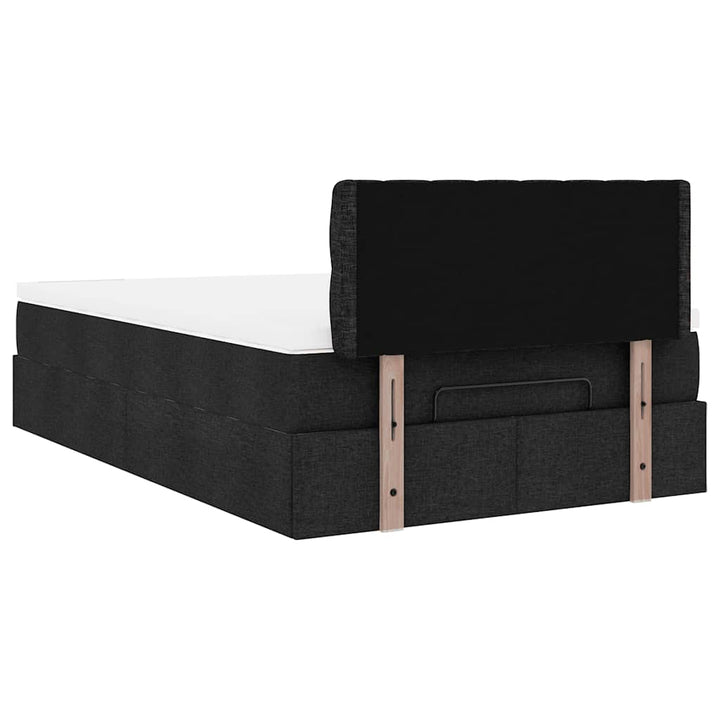 ottoman seng med madras 120x190 cm stof sort
