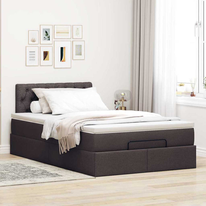 osmannisk sengeramme med madras 120x190 cm stof mørkebrun