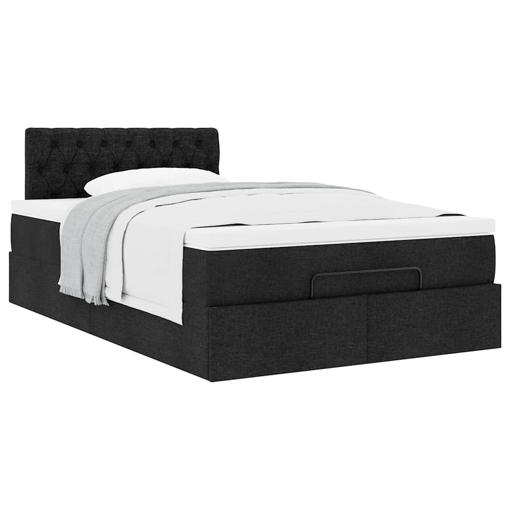ottoman seng med madras 120x200 cm stof sort