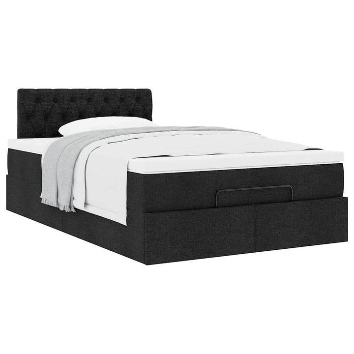 ottoman seng med madras 120x200 cm stof sort