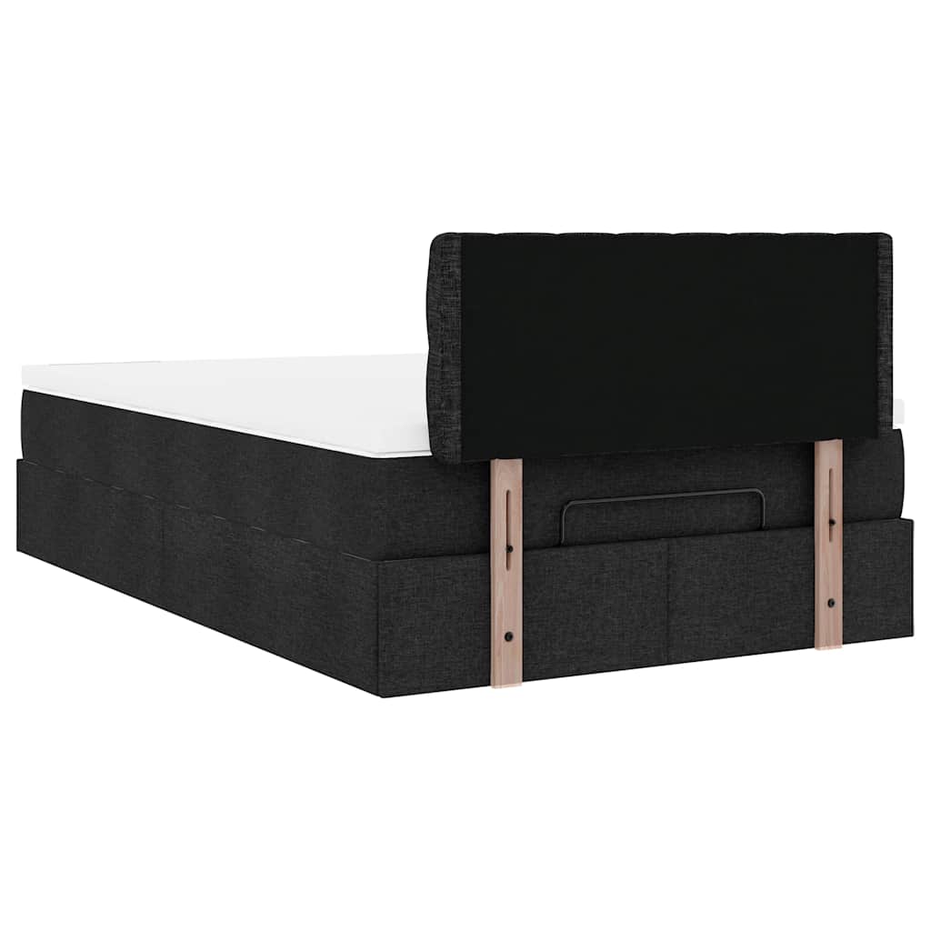 ottoman seng med madras 120x200 cm stof sort