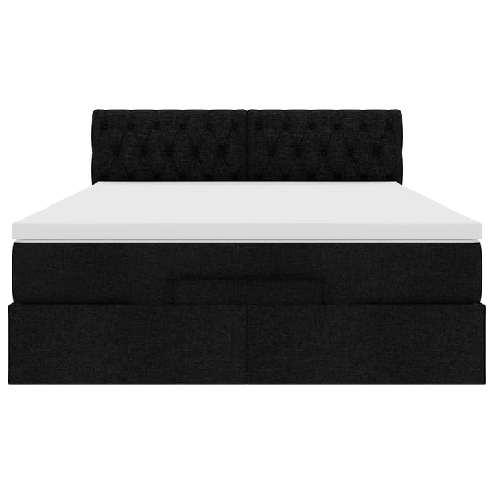 ottoman seng med madras 140x190 cm stof sort