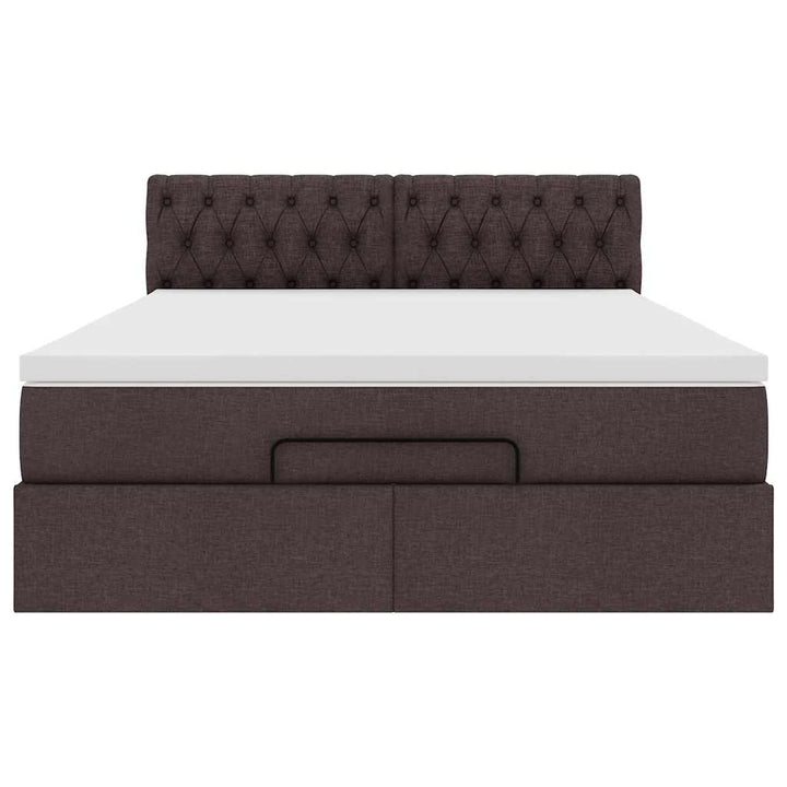 ottoman seng med madras 140x190 cm stof mørkebrun