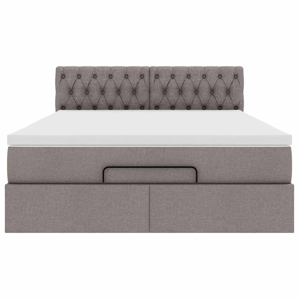 ottoman seng med madras 140x190 cm stof gråbrun