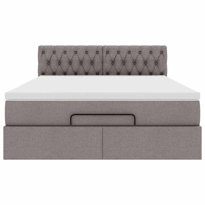 ottoman seng med madras 140x190 cm stof gråbrun