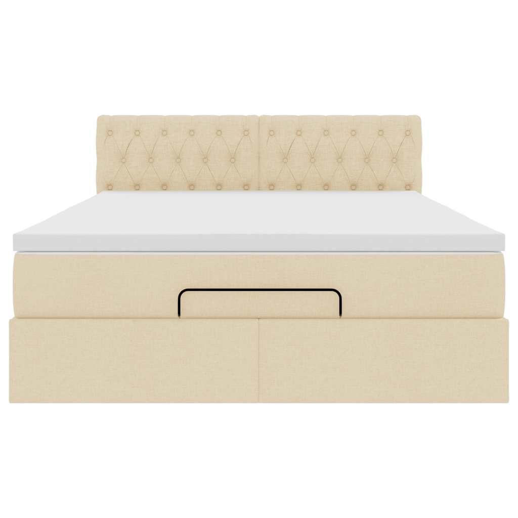 ottoman seng med madras 140x190 cm stof cremefarvet