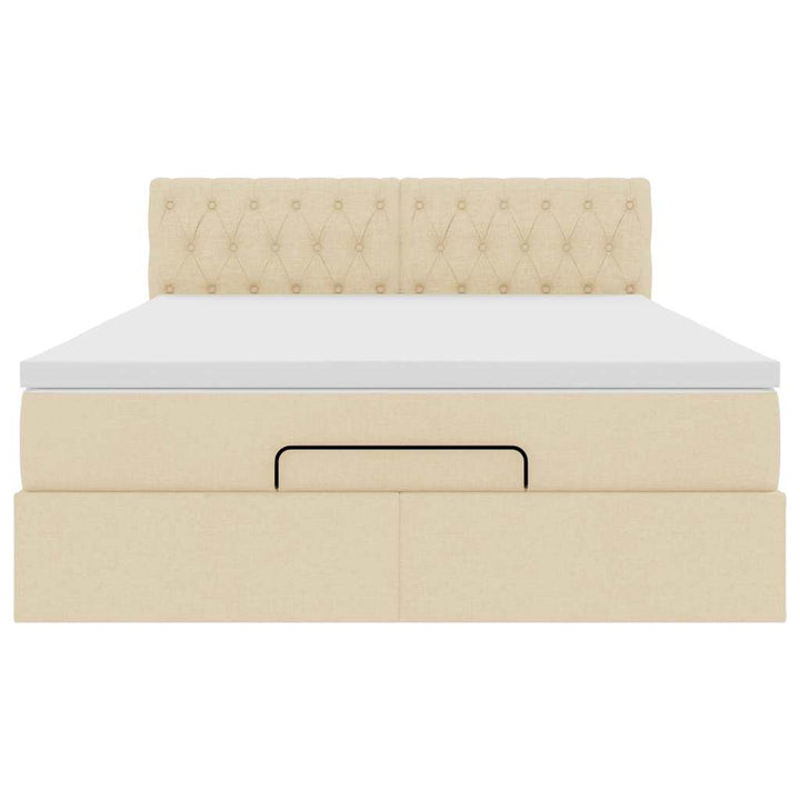 ottoman seng med madras 140x190 cm stof cremefarvet