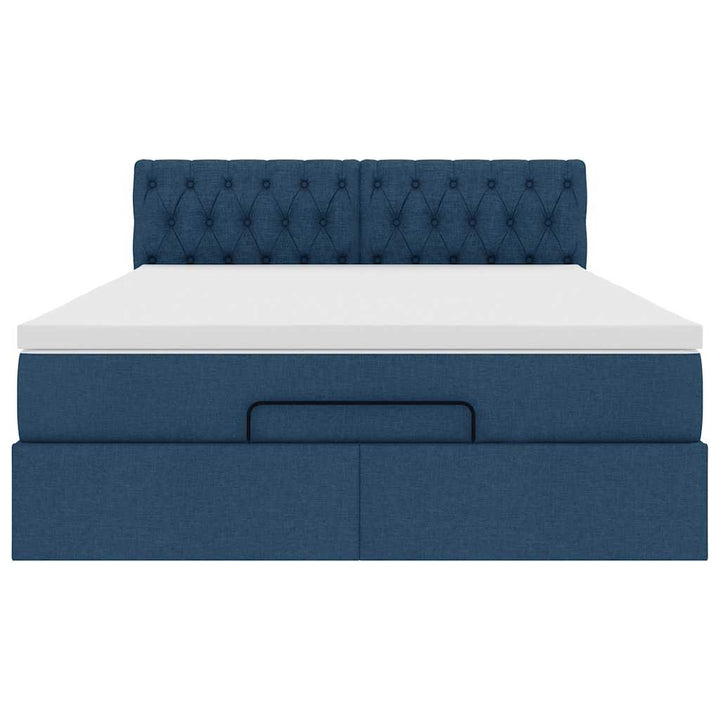 ottoman seng med madras 140x190 cm stof blå