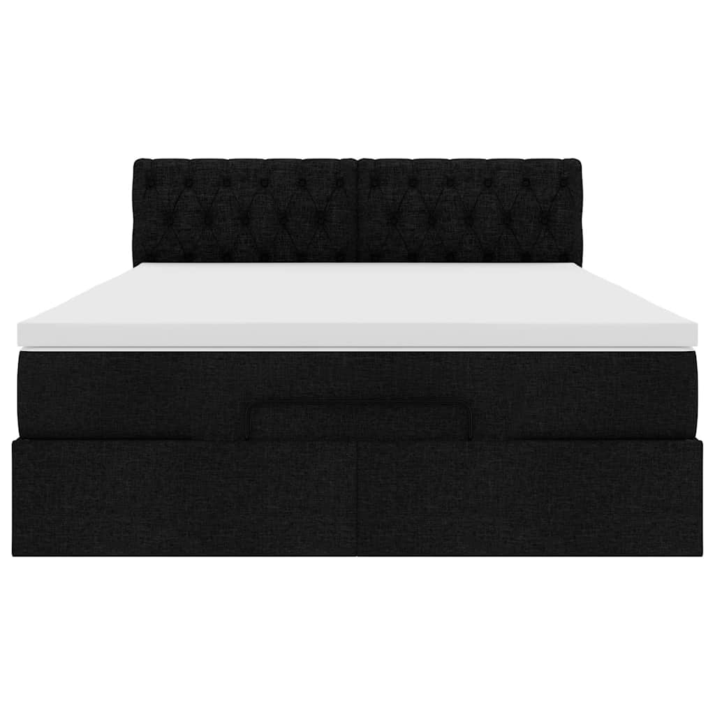 ottoman seng med madras 140x200 cm stof sort