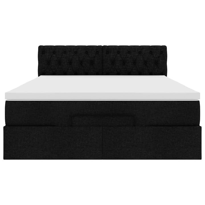 ottoman seng med madras 140x200 cm stof sort