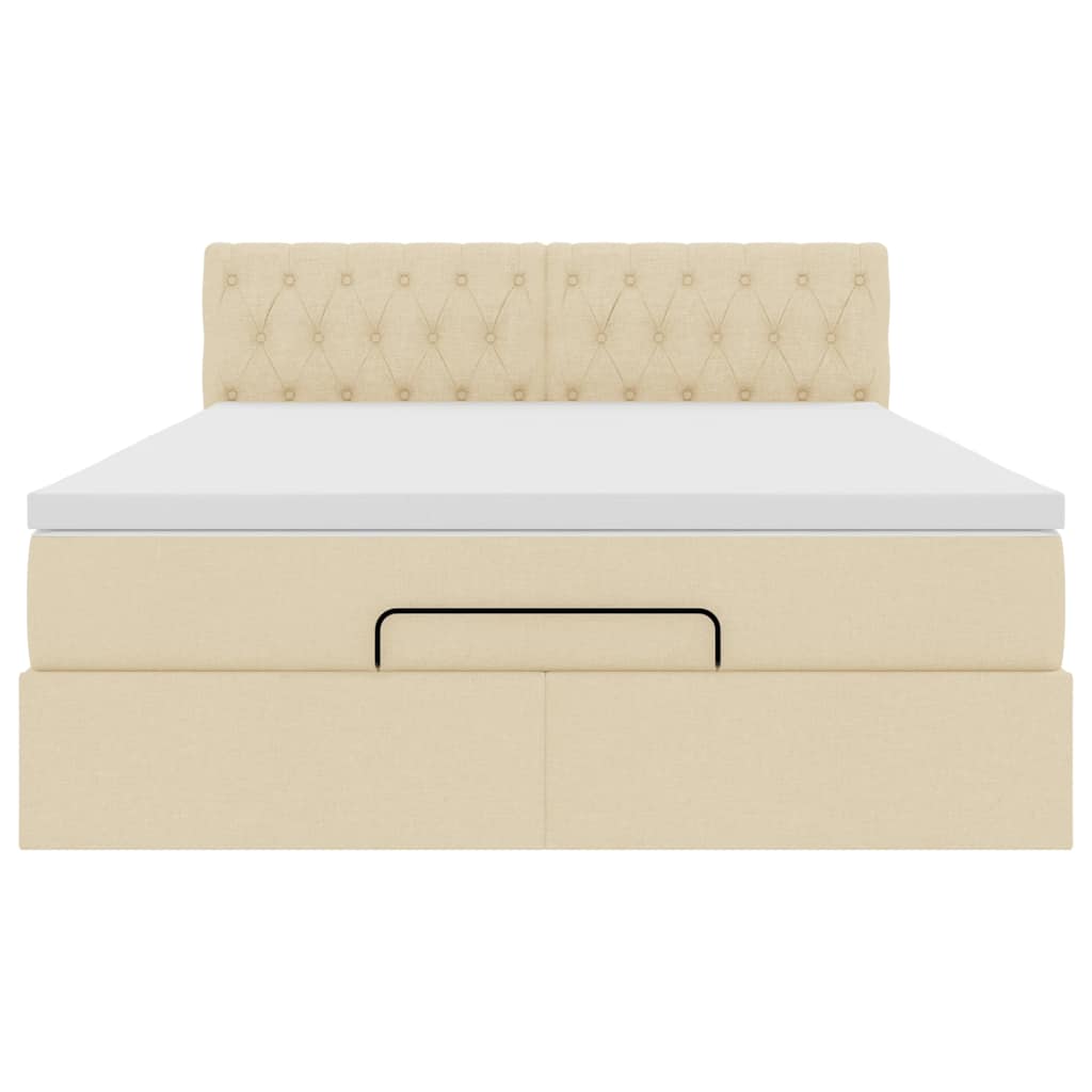 ottoman seng med madras 140x200 cm stof cremefarvet