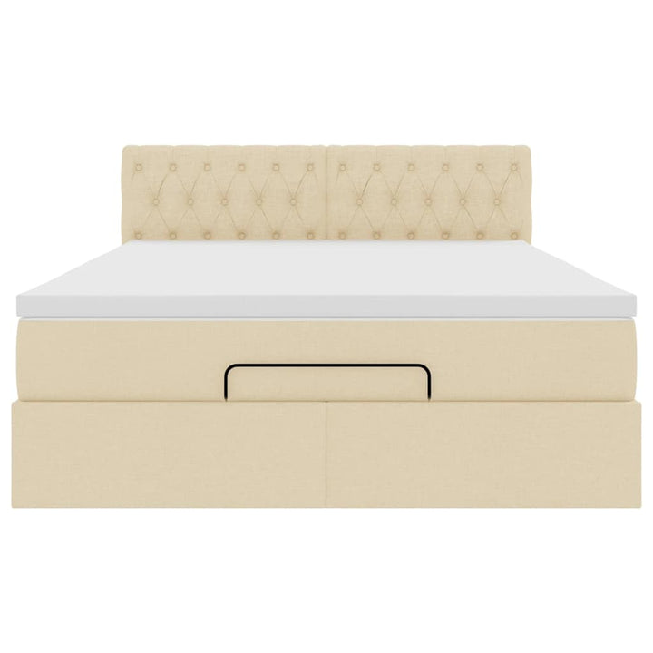 ottoman seng med madras 140x200 cm stof cremefarvet