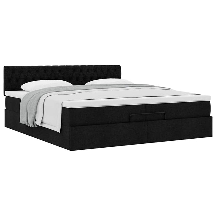osmannisk sengeramme med madras 200x200 cm stof sort