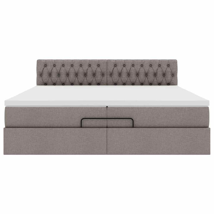 osmannisk sengeramme med madras 200x200 cm stof gråbrun