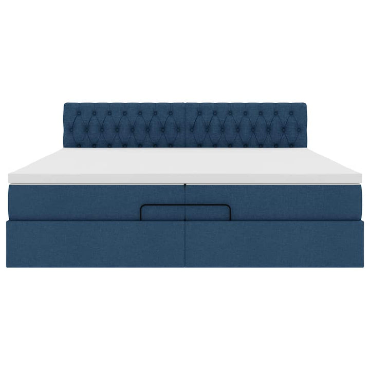 osmannisk sengeramme med madras 200x200 cm stof blå