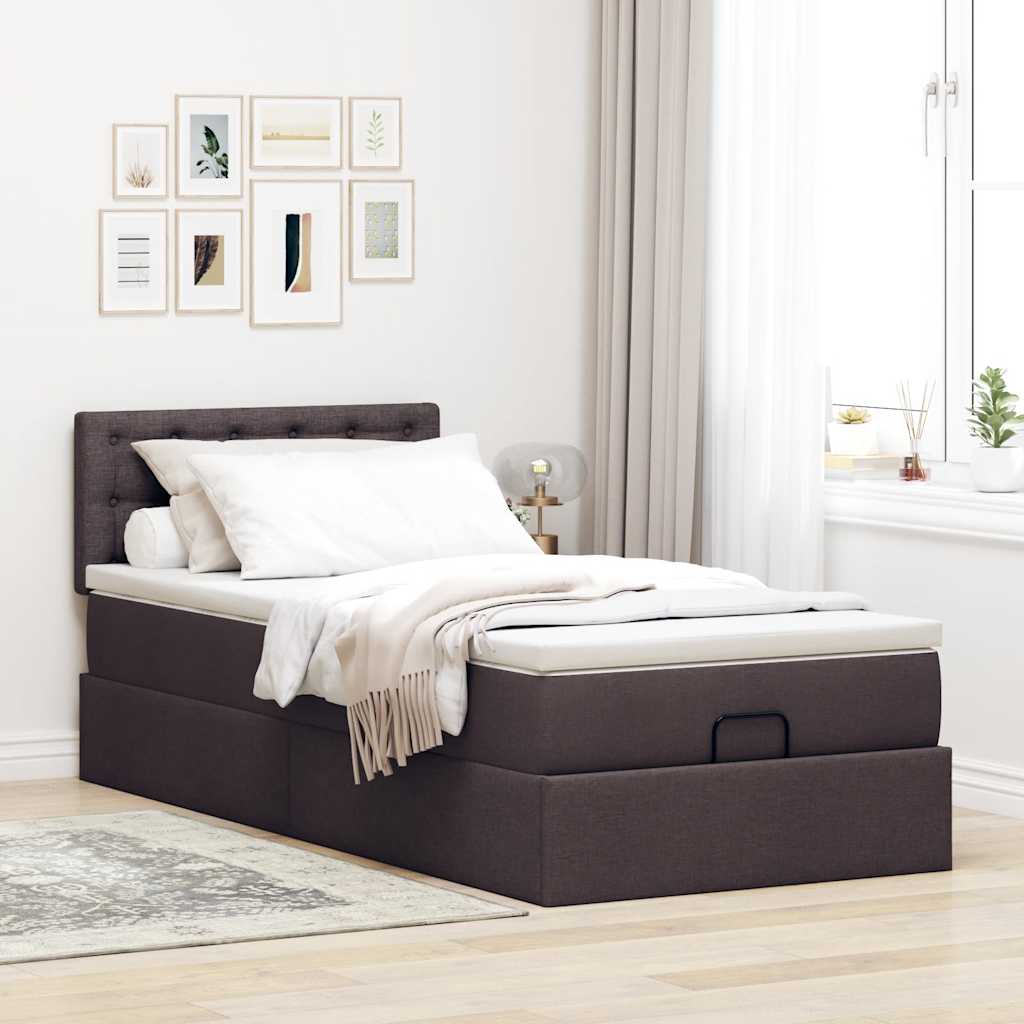 osmannisk sengeramme med madras 80x200 cm stof mørkebrun