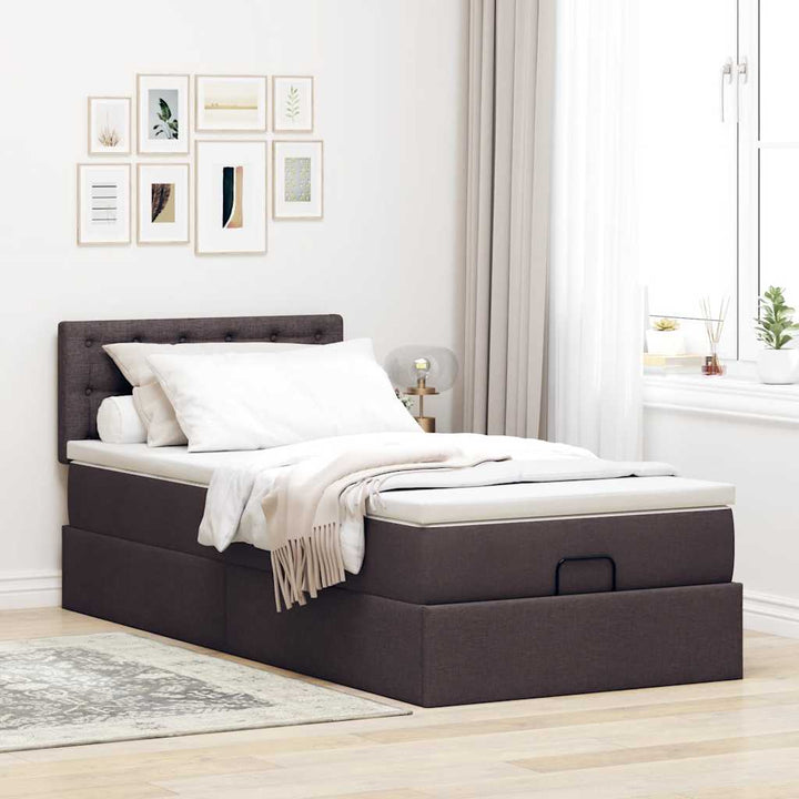 osmannisk sengeramme med madras 80x200 cm stof mørkebrun