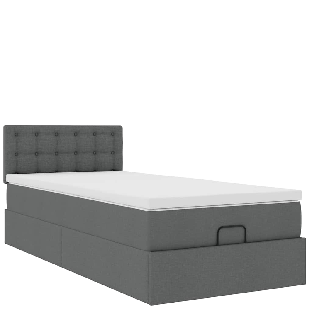 osmannisk sengeramme med madras 90x190 cm stof mørkegrå