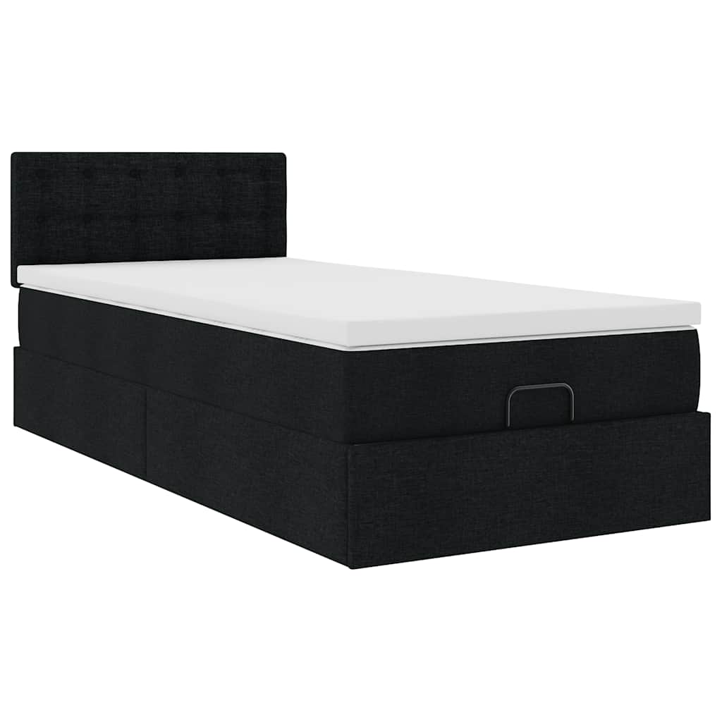 osmannisk sengeramme med madras 90x190 cm stof sort