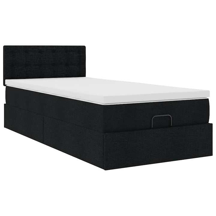 osmannisk sengeramme med madras 90x190 cm stof sort