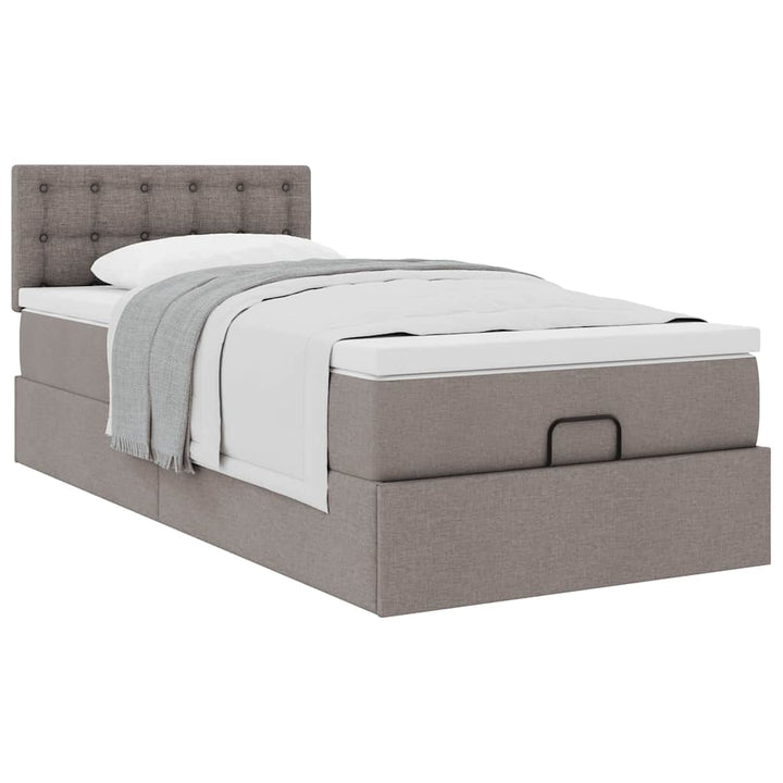 osmannisk sengeramme med madras 90x190 cm stof gråbrun