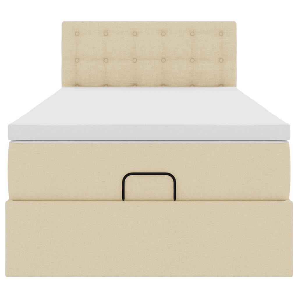 osmannisk sengeramme med madras 90x190 cm stof cremefarvet