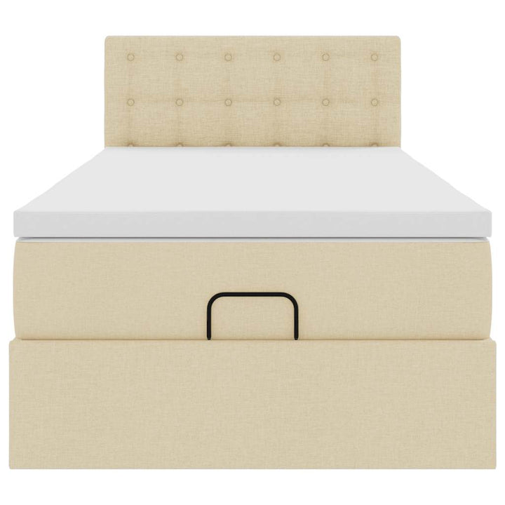 osmannisk sengeramme med madras 90x190 cm stof cremefarvet