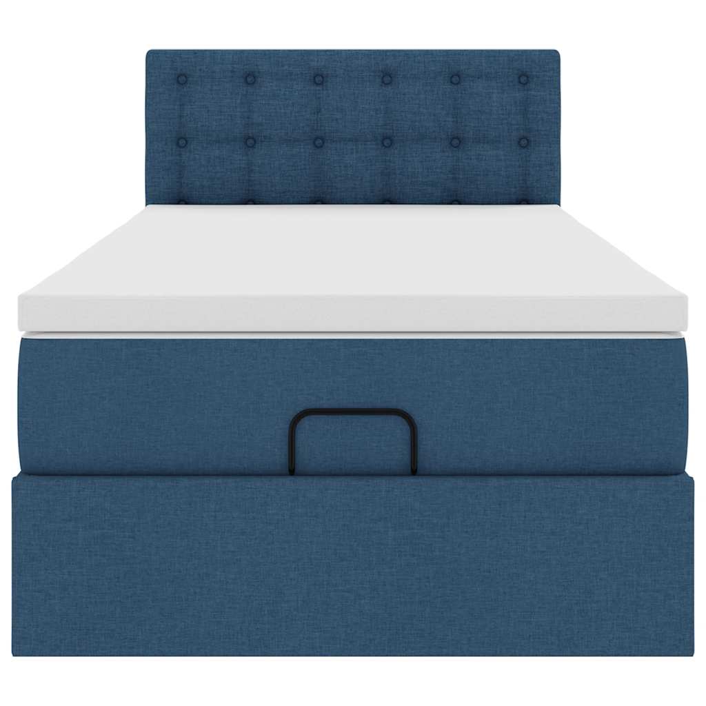 osmannisk sengeramme med madras 90x190 cm stof blå