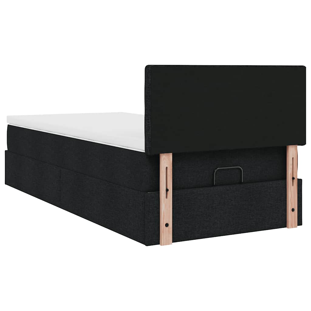 ottoman seng med madras 90x200 cm stof sort