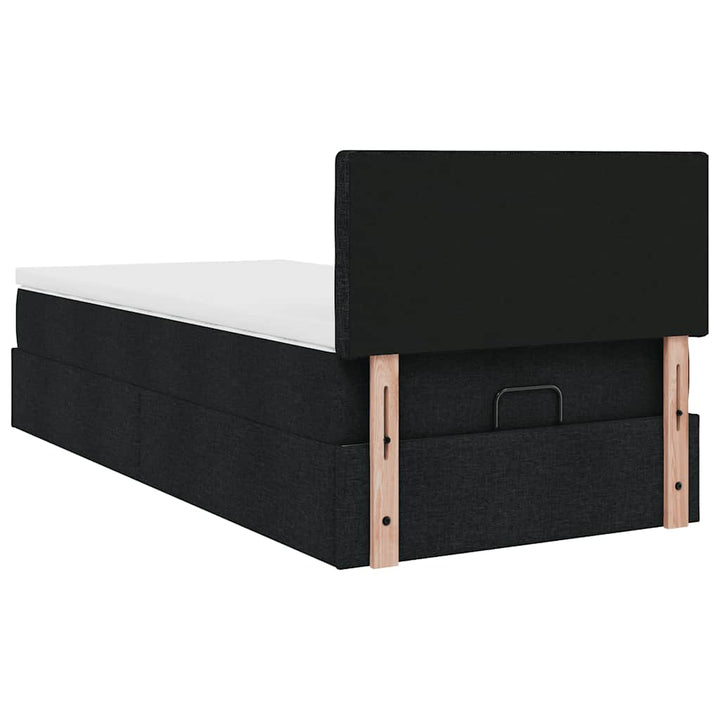 ottoman seng med madras 90x200 cm stof sort