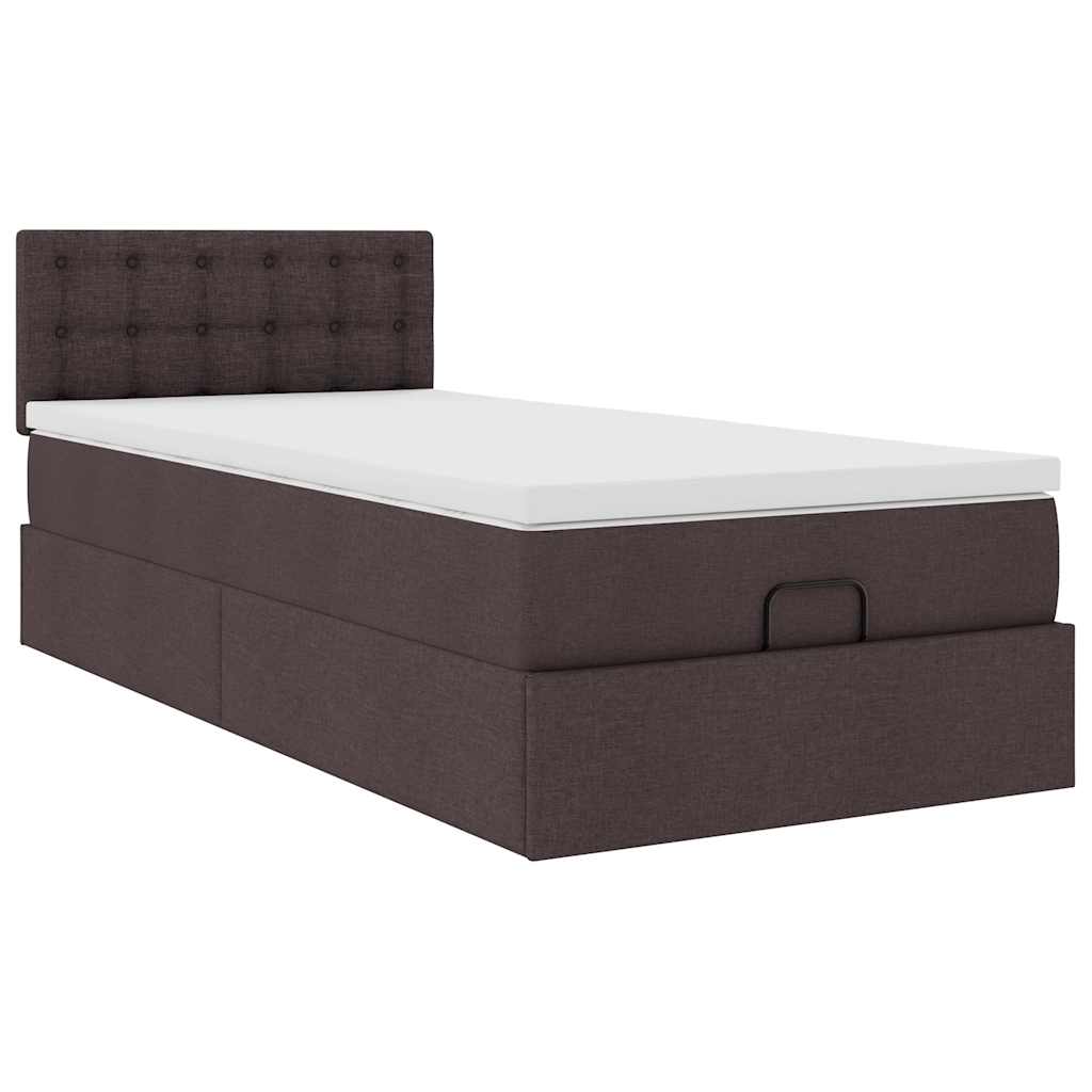 ottoman seng med madras 90x200 cm stof mørkebrun