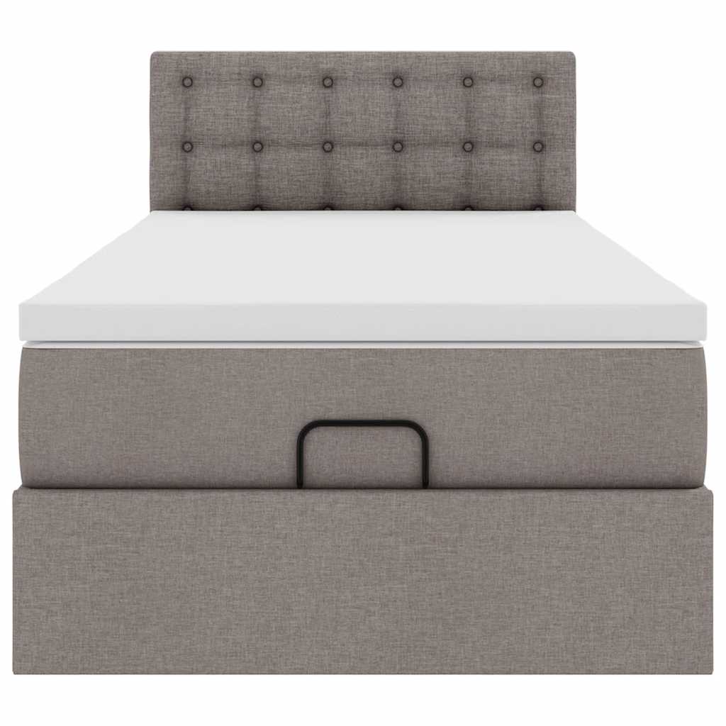 ottoman seng med madras mørkegrå 90x200 cm gråbrun
