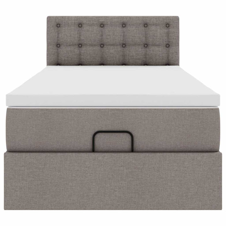 ottoman seng med madras mørkegrå 90x200 cm gråbrun