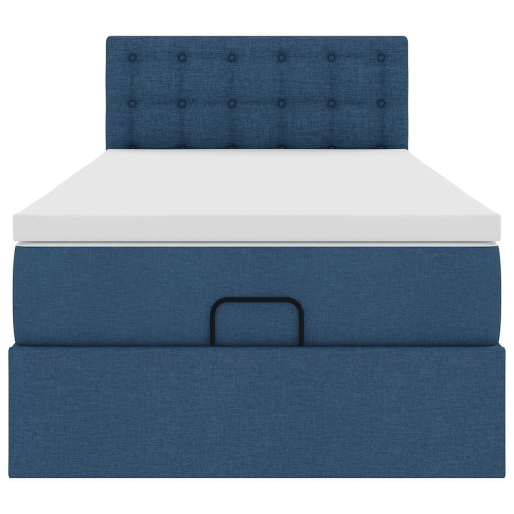 ottoman seng med madras 90x200 cm stof blå