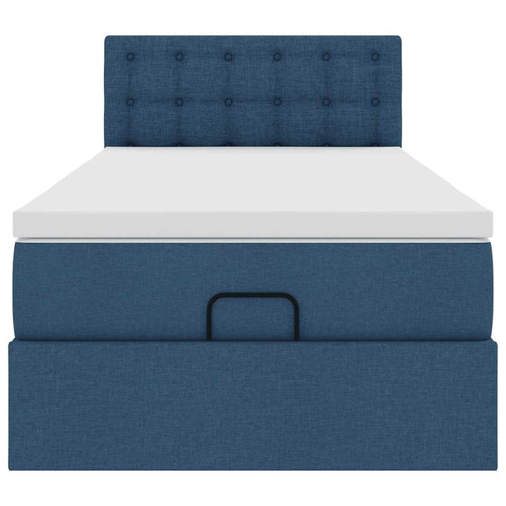 ottoman seng med madras 90x200 cm stof blå