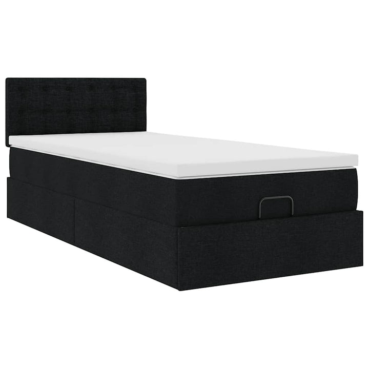 ottoman seng med madras 100x200 cm stof sort