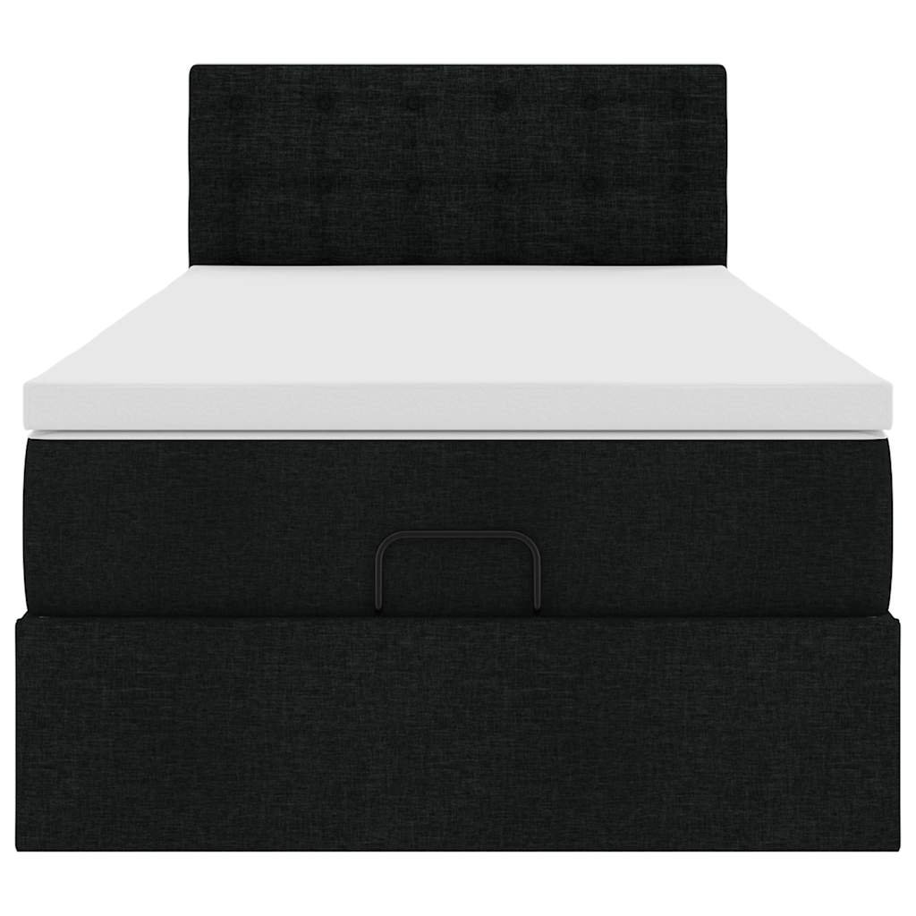 ottoman seng med madras 100x200 cm stof sort