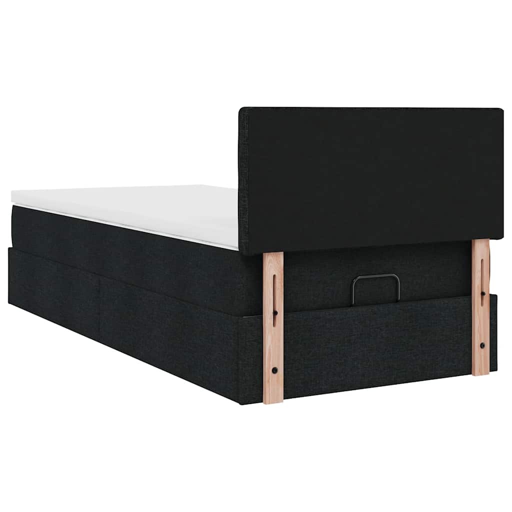 ottoman seng med madras 100x200 cm stof sort