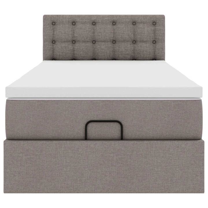 ottoman seng med madras 100x200 cm stof gråbrun