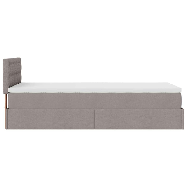 ottoman seng med madras 100x200 cm stof gråbrun